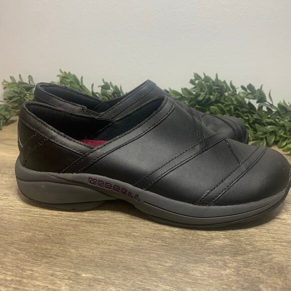 Merrell Black Jovilee Leather Slip On Shoes Ladies Sz 9 - Picture 5 of 6